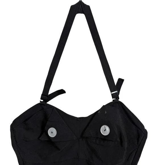 Vintage 1950s Phan-Tan Black One Piece Swimsuit Size 36 One Pieces